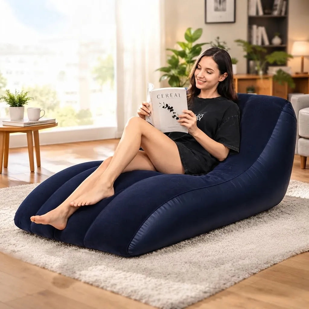 Sillón Inflable Tipo Sofá Aterciopelado Resistente Y Cómodo.