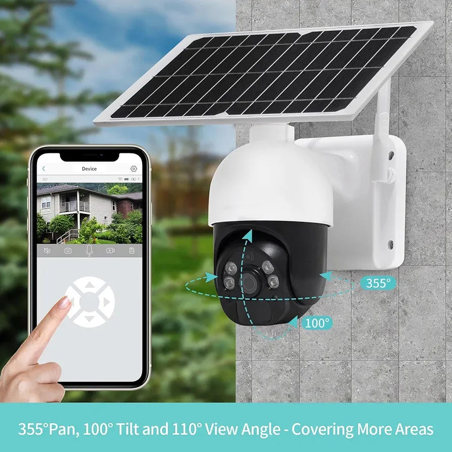 Cámara Solar IP Domo 360° Wi-Fi Exterior 1080p Visión Nocturna