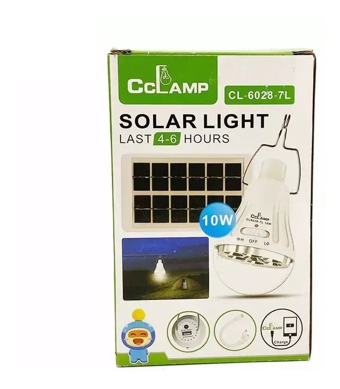 Ampolleta Led Con Panel Solar 7 Horas De Luz Usb Recargable