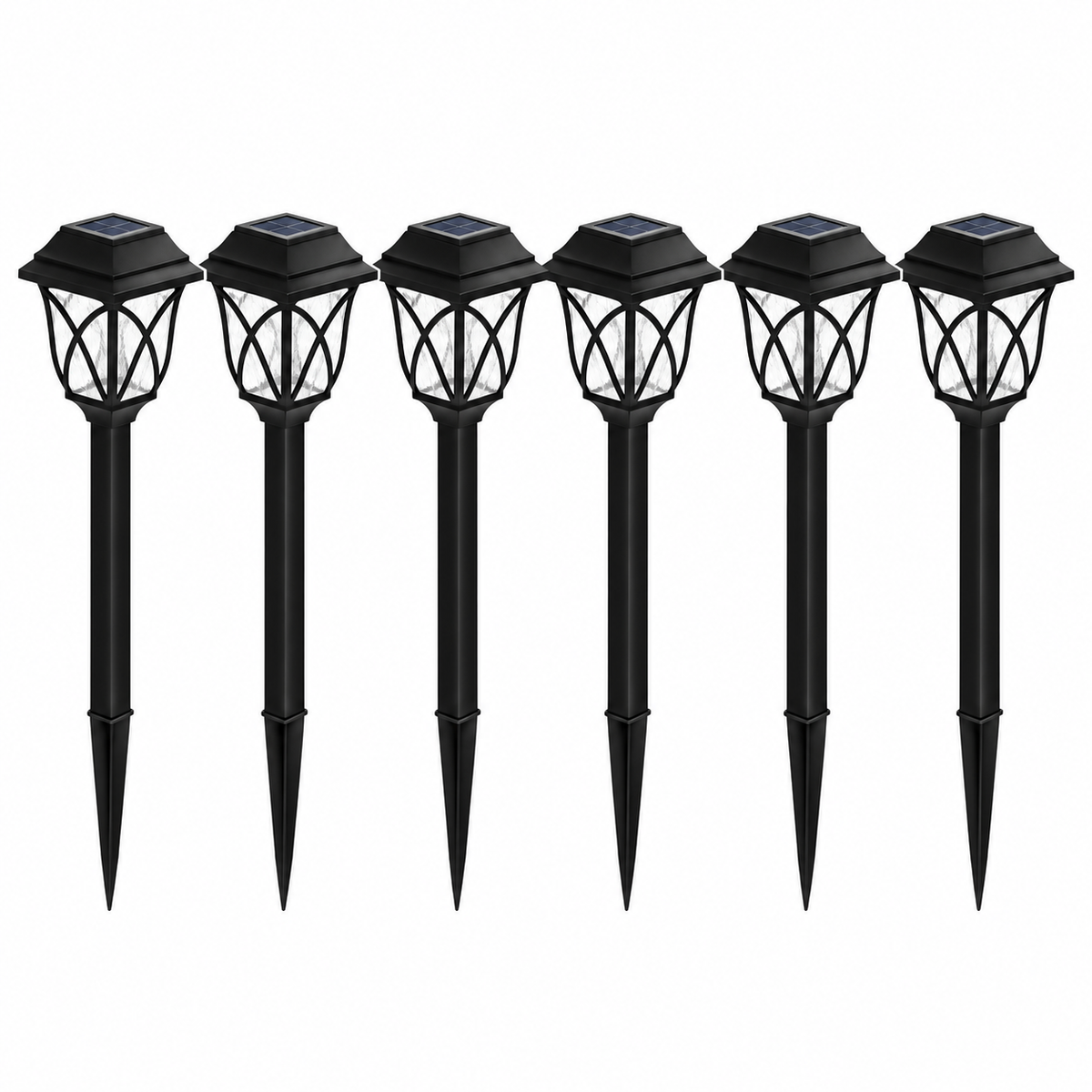 Pack 6 Faroles Solares LED de Estaca 6000K para Jardín y Sendero