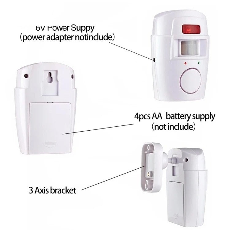 Alarma Sirena Con Sensor De Movimiento 2 Controles 105 Db Blanco