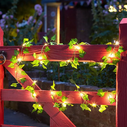 LUZ SOLAR NAVIDEÑA LED ESTILO DECORACIÓN HOJAS 5MTS.
