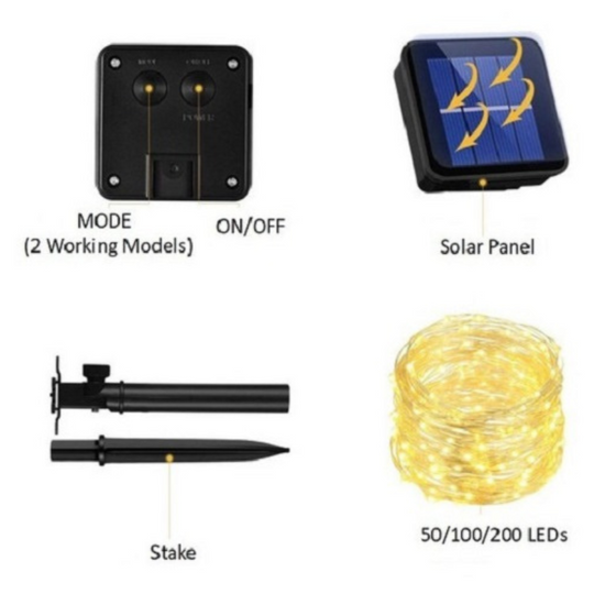 LUZ SOLAR HADA LUZ CÁLIDA / MULTICOLOR 10 - 20 - 30 MTS