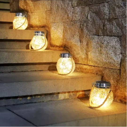 PACK 2 UNDS LÁMPARA SOLAR DE MESA / COLGANTE ESTILO FAROL CON HADAS LED