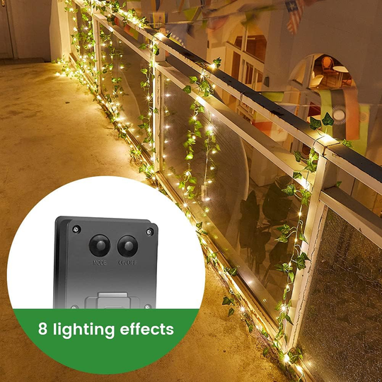 LUZ SOLAR CÁLIDA TIPO CORTINA DE HOJAS