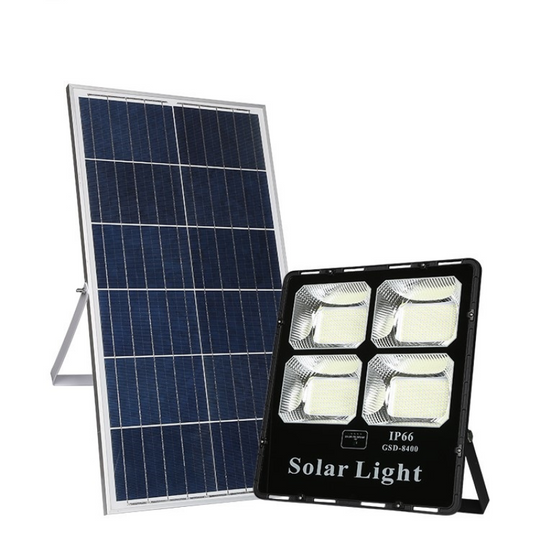 REFLECTOR SOLAR LED CUERPO ALUMINIO NEGRO 400W BATERIA LiFePo4 30AH