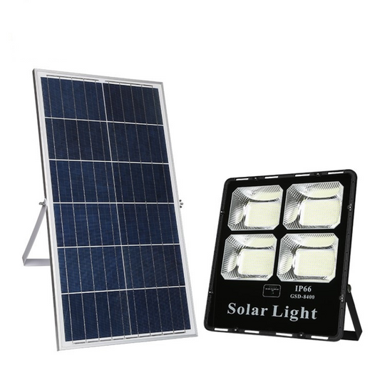 REFLECTOR SOLAR LED CUERPO ALUMINIO NEGRO 400W BATERIA LiFePo4 30AH