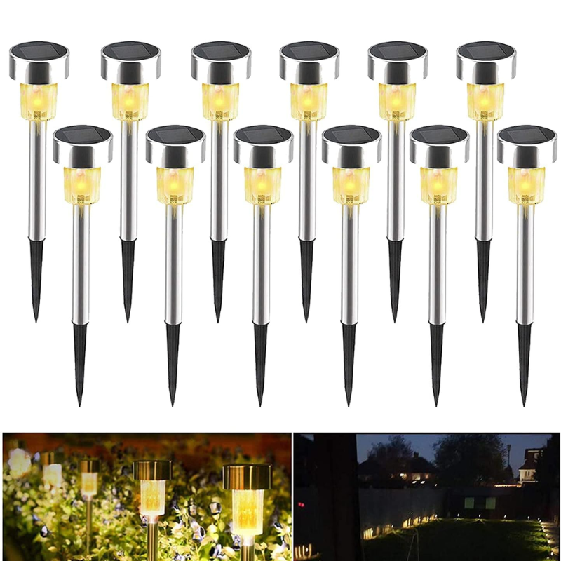 PACK X 12 ESTACAS SOLARES DE CAMINO PARA JARDIN IMPERMEABLES