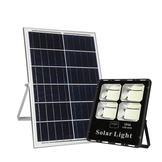 REFLECTOR SOLAR LED CUERPO ALUMINIO NEGRO 300W BATERIA LiFePo4 25AH