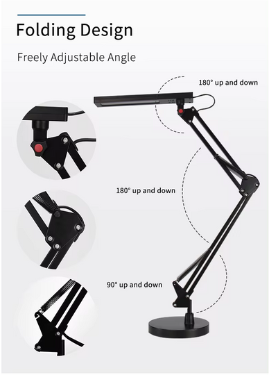 Lámpara De Escritorio Con Brazo Oscilante Luces Led 3angulos