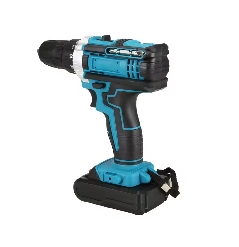 Taladro Percutor Inalámbrico 24 Piezas + 2 Baterías 3ah Turquesa 60hz