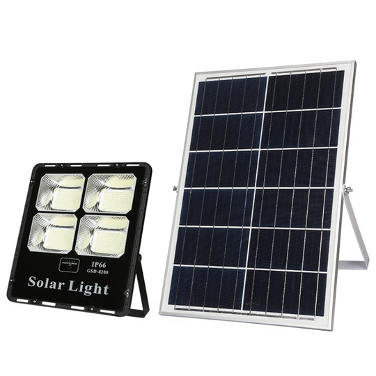 REFLECTOR SOLAR LED CUERPO ALUMINIO NEGRO 200W BATERIA LiFePo4 20AH