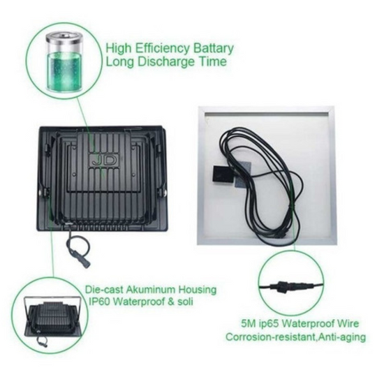 REFLECTOR SOLAR 600W BATERIA LITIO 12.000 AH