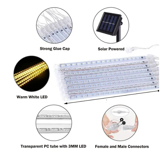 LUZ SOLAR NAVIDEÑA LED  LLUVIA DE METEOROS