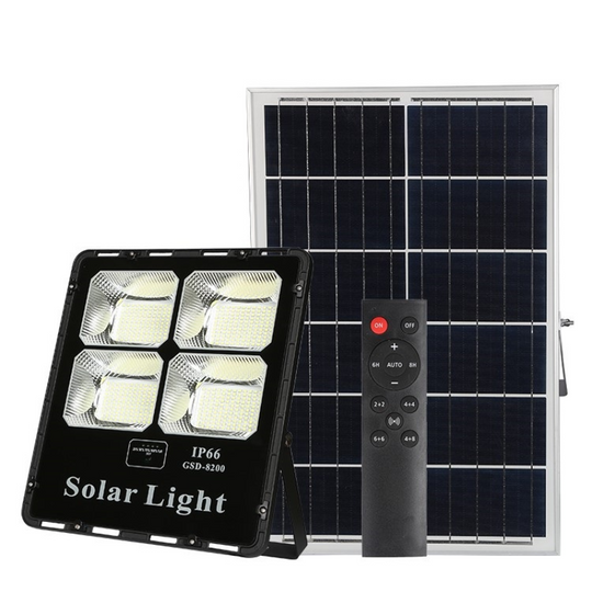 REFLECTOR SOLAR LED CUERPO ALUMINIO NEGRO 300W BATERIA LiFePo4 25AH