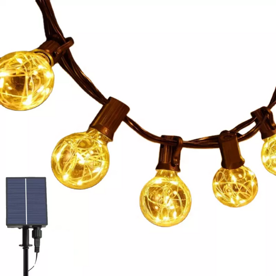 GUIRNALDA SOLAR AMPOLLETAS LED LUZ CÁLIDA 3500K