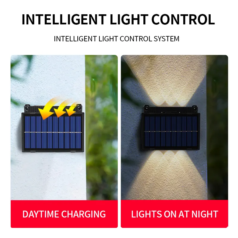Foco Solar Aplique Bidireccional 6 LED Luz Calida