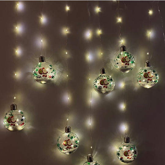 CORTINA NAVIDEÑA SOLAR LED TIPO AMPOLLETA 5 MTS LUZ CALIDA / MULTICOLOR