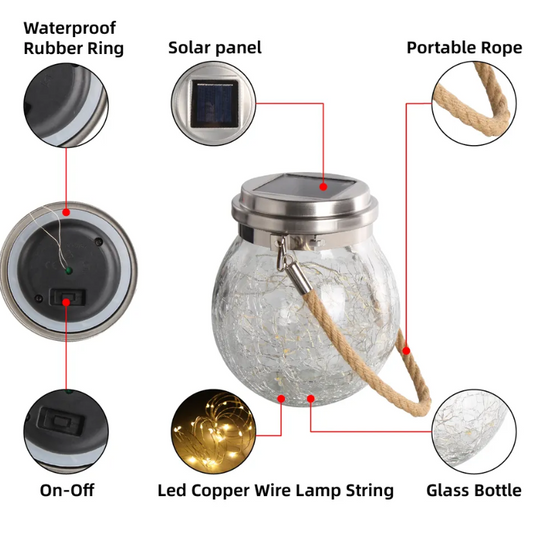 PACK 2 UNDS LÁMPARA SOLAR DE MESA / COLGANTE ESTILO FAROL CON HADAS LED