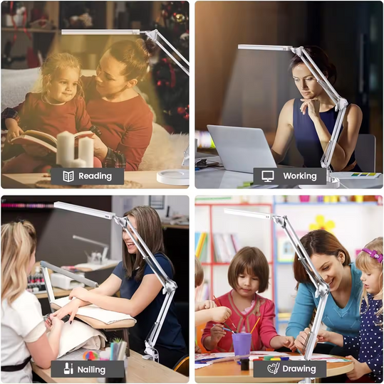 Lámpara De Escritorio Con Brazo Oscilante Luces Led 3angulos