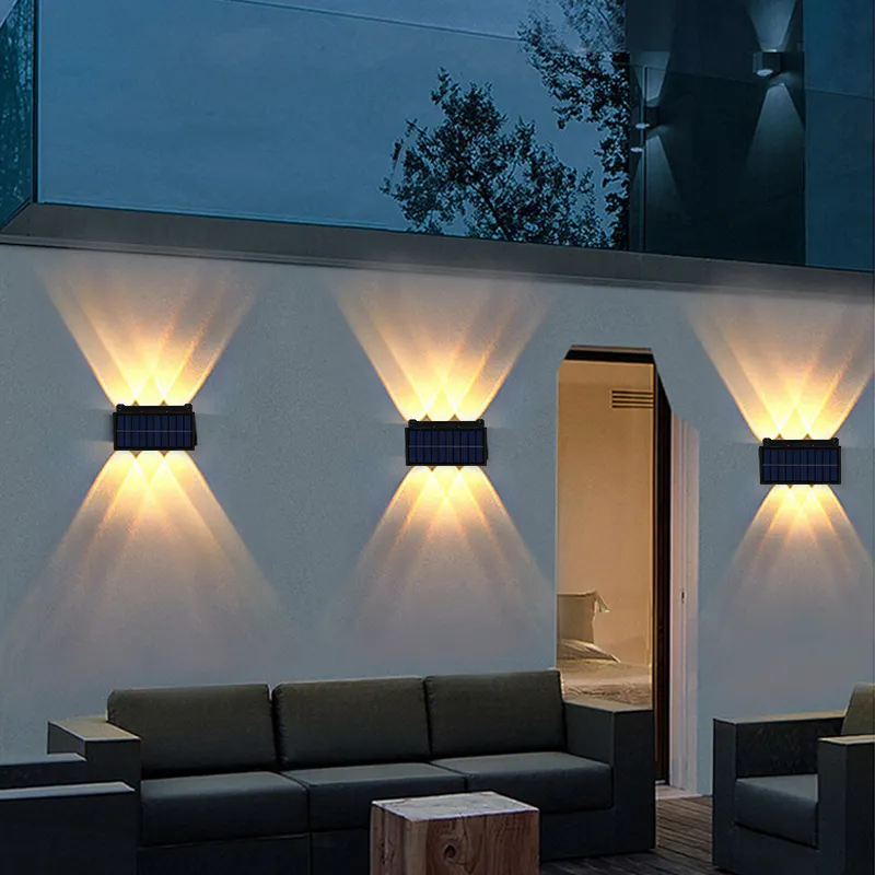 Foco Solar Aplique Bidireccional 6 LED Luz Calida