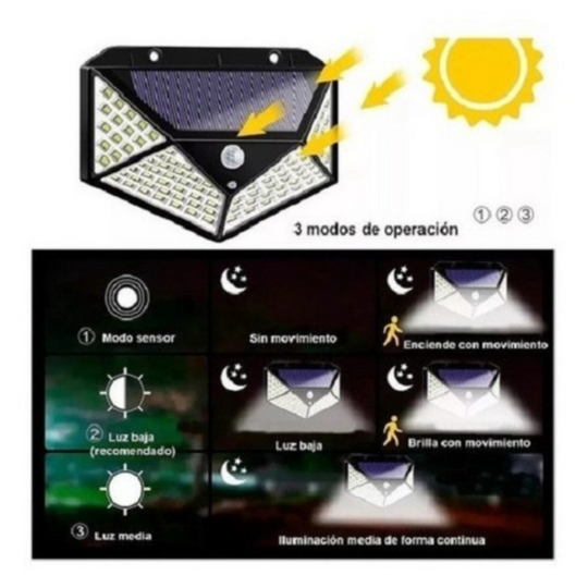 PACK X 4 FOCO SOLAR APLIQUE 100 LED