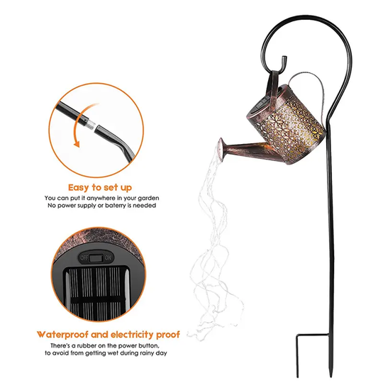 LUZ SOLAR LED CÁLIDA ESTILO REGADERA CON LUCES HADAS PARA JARDIN