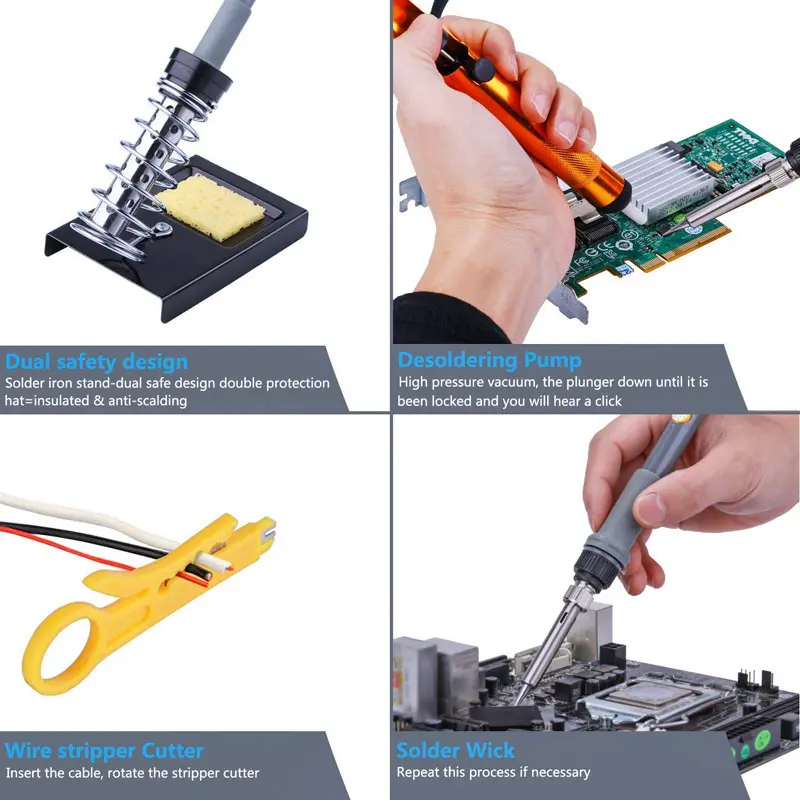 Set De Tester Y Cautín Soldador Con Accesorios