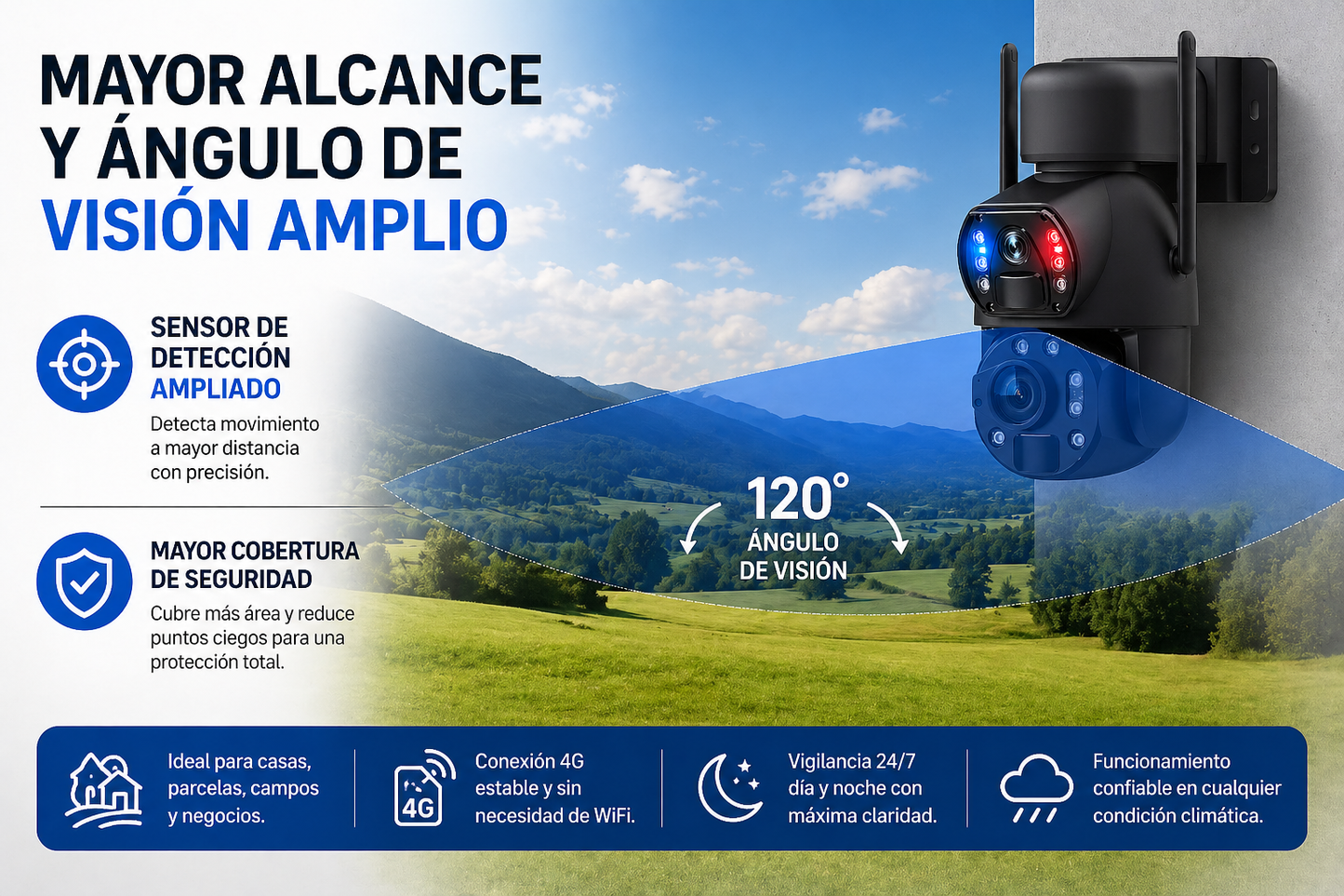 Cámara Seguridad Solar 4g AOV 24/7 Ptz 6mpx Visión Nocturna