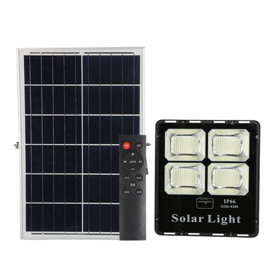 REFLECTOR SOLAR LED CUERPO ALUMINIO NEGRO 300W BATERIA LiFePo4 25AH
