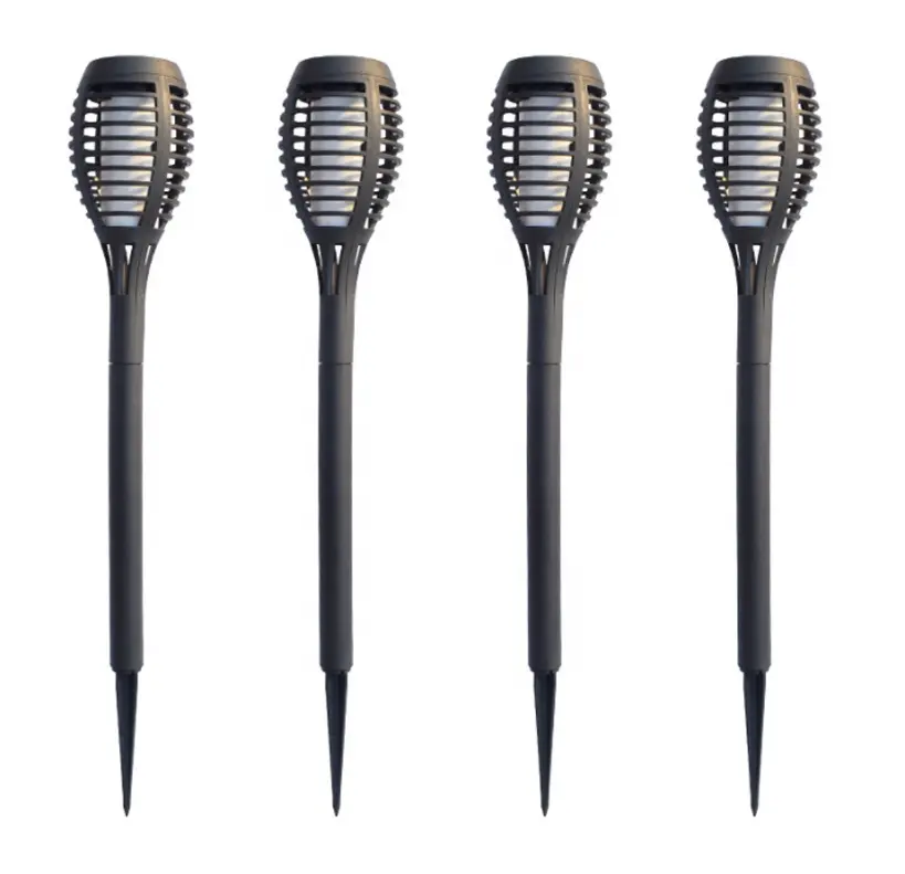 Pack X4 Estaca Solar Antorcha Fuego Impermeable Decoración
