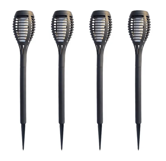 Pack X4 Estaca Solar Antorcha Fuego Impermeable Decoración