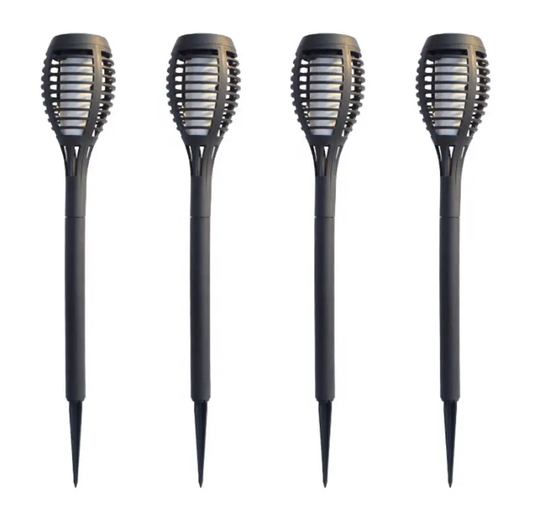 Pack X4 Estaca Solar Antorcha Fuego Impermeable Decoración