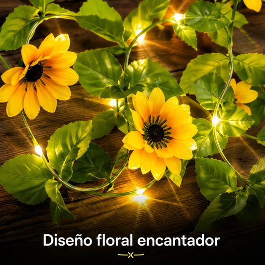 Guirnalda Solar Girasol 5m Luz Cálida para Jardín
