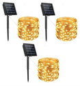 Pack X 3 Luz Guirnalda Solar Alambre 300 Led / Luz Cálida