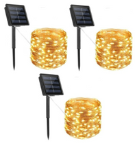 Pack X 3 Luz Guirnalda Solar Alambre 300 Led / Luz Cálida