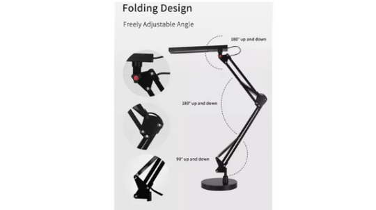 Lámpara De Escritorio Con Brazo Oscilante Luces Led 3angulos