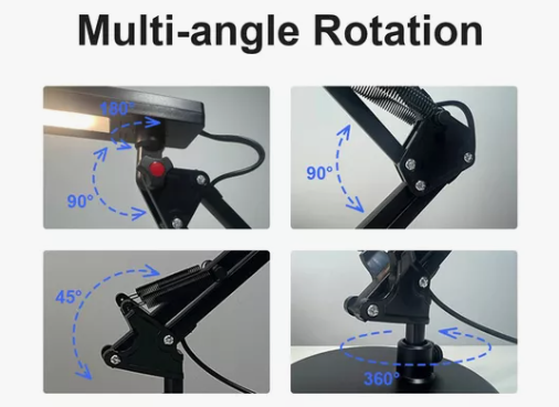 Lámpara De Escritorio Con Brazo Oscilante Luces Led 3angulos