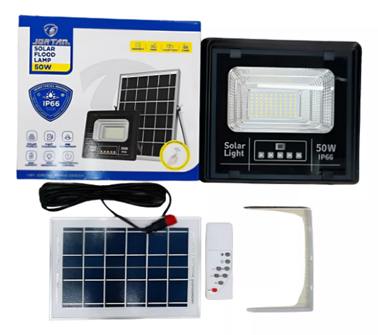 Reflector Luz Led 50w Con Panel Solar De Carga Externa Ip66