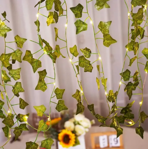 Luces Hoja Led Pila 2 Mts Adornos Navideños/ Decoración Boda /Luces Luz Cálida