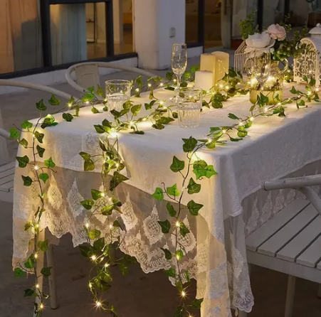 Luces Hoja Led Pila 2 Mts Adornos Navideños/ Decoración Boda /Luces Luz Cálida