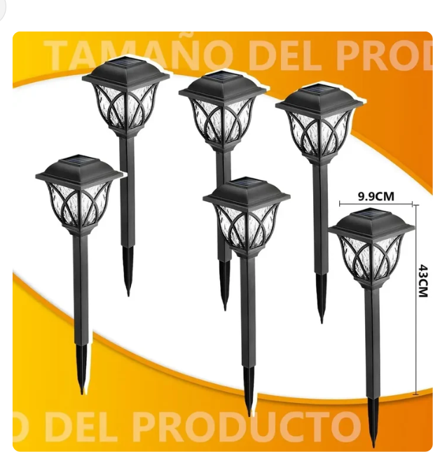 Pack 6 Faroles Solares LED de Estaca 6000K para Jardín y Sendero