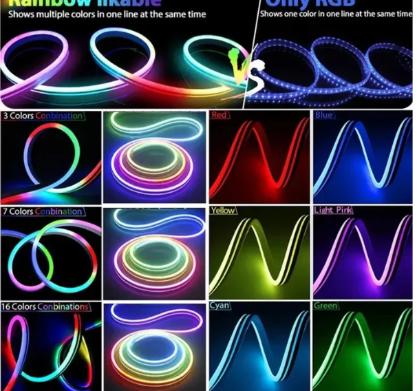 Cinta Neón LED Multicolor 5 m 12 V con App y Control Remoto