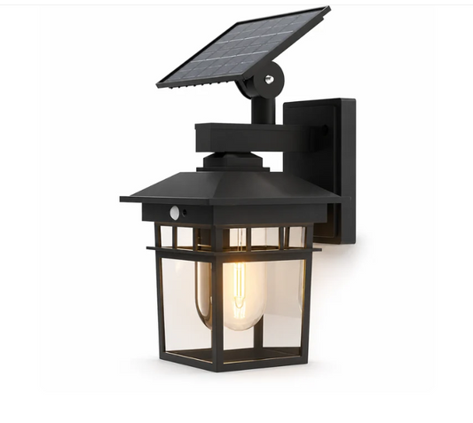 Lámpara Solar de Pared Exterior Luz Cálida con Sensor para Patio Jardín y Terraza