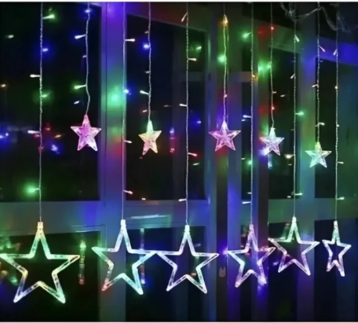 Guirnalda Solar de Estrellas 3 x 1 m para Navidad y Fiestas Patrias