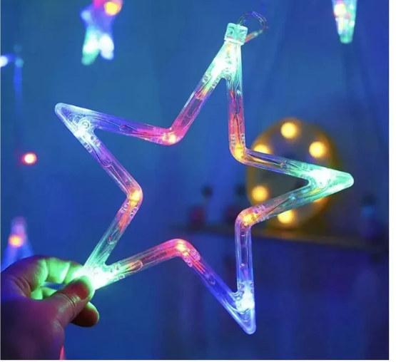 Guirnalda Solar de Estrellas 3 x 1 m para Navidad y Fiestas Patrias