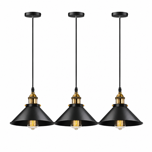 Pack X 3 Lampara Techo Colgante 22cm Metal Vintage Excelente Color Negro