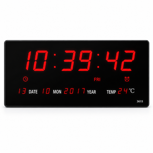 Reloj Digital De Pared Pantalla Led Estructura Negro Usb