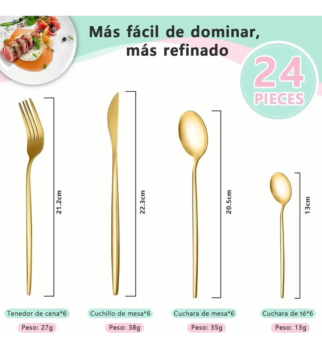 Juego De Cubiertos De 24 Cuchillos, Cucharas Y Tenedores