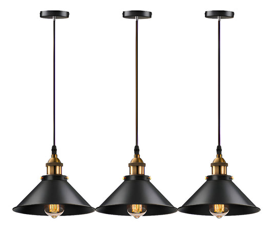 Pack X 3 Lampara Techo Colgante 22cm Metal Vintage Excelente Color Negro